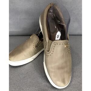 Lauren by Ralph Lauren Womens Taupe Leather Sneaker Sz 9